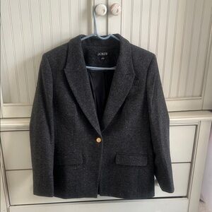 J. Crew Women's Charcoal Blazer with Gold Button